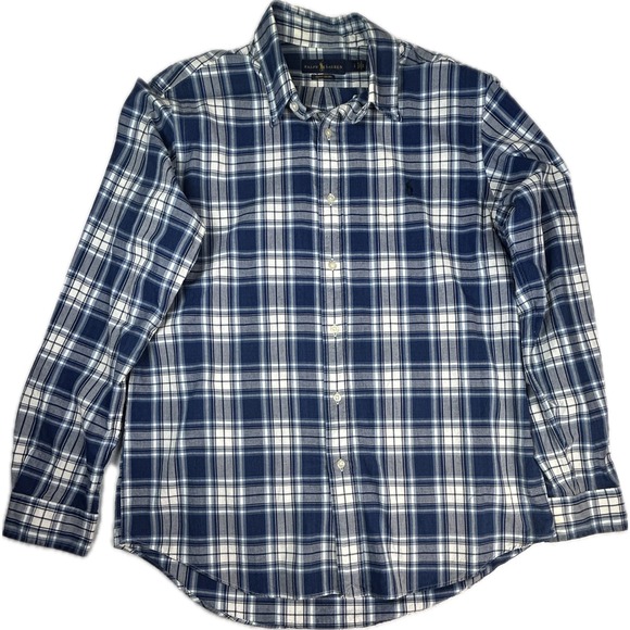 Ralph Lauren Other - Ralph Lauren Indigo Oxford Shirt Mens Large Blue White Plaid Button Down L